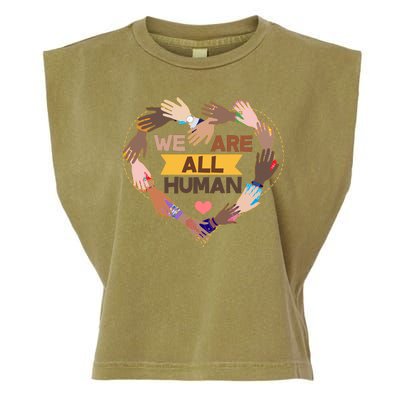 Multicultural We Are All Human Garment-Dyed Women's Muscle Tee