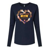 Multicultural We Are All Human Womens Cotton Relaxed Long Sleeve T-Shirt