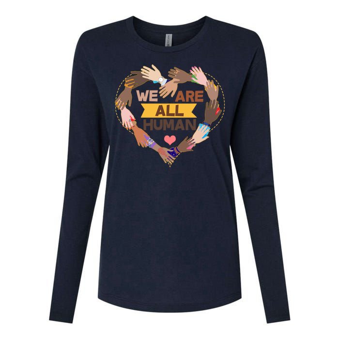 Multicultural We Are All Human Womens Cotton Relaxed Long Sleeve T-Shirt