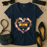 Multicultural We Are All Human Women's V-Neck T-Shirt