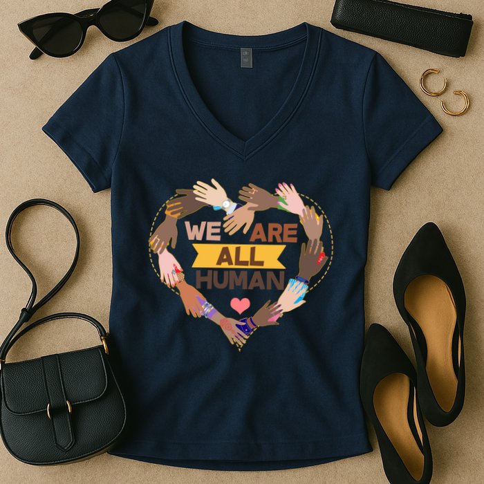 Multicultural We Are All Human Women's V-Neck T-Shirt