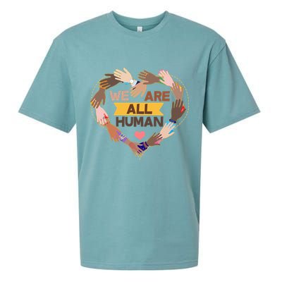 Multicultural We Are All Human Sueded Cloud Jersey T-Shirt