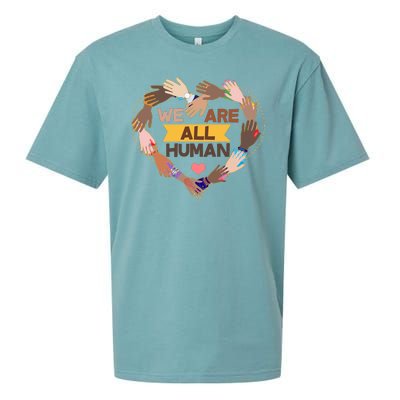 Multicultural We Are All Human Sueded Cloud Jersey T-Shirt