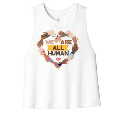 Multicultural We Are All Human Women's Racerback Cropped Tank