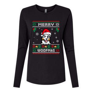 Merry Woofmas Australian Shepherd Dog Ugly Christmas Sweater Great Gift Womens Cotton Relaxed Long Sleeve T-Shirt