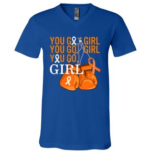 Ms Warrior Awareness You Go Multiple Sclerosis Fight Gift V-Neck T-Shirt