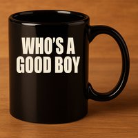 Moximimi WhoS A Good Boy Orange 11oz C Handle Ceramic Mug