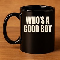 Moximimi WhoS A Good Boy Orange 11oz C Handle Ceramic Mug