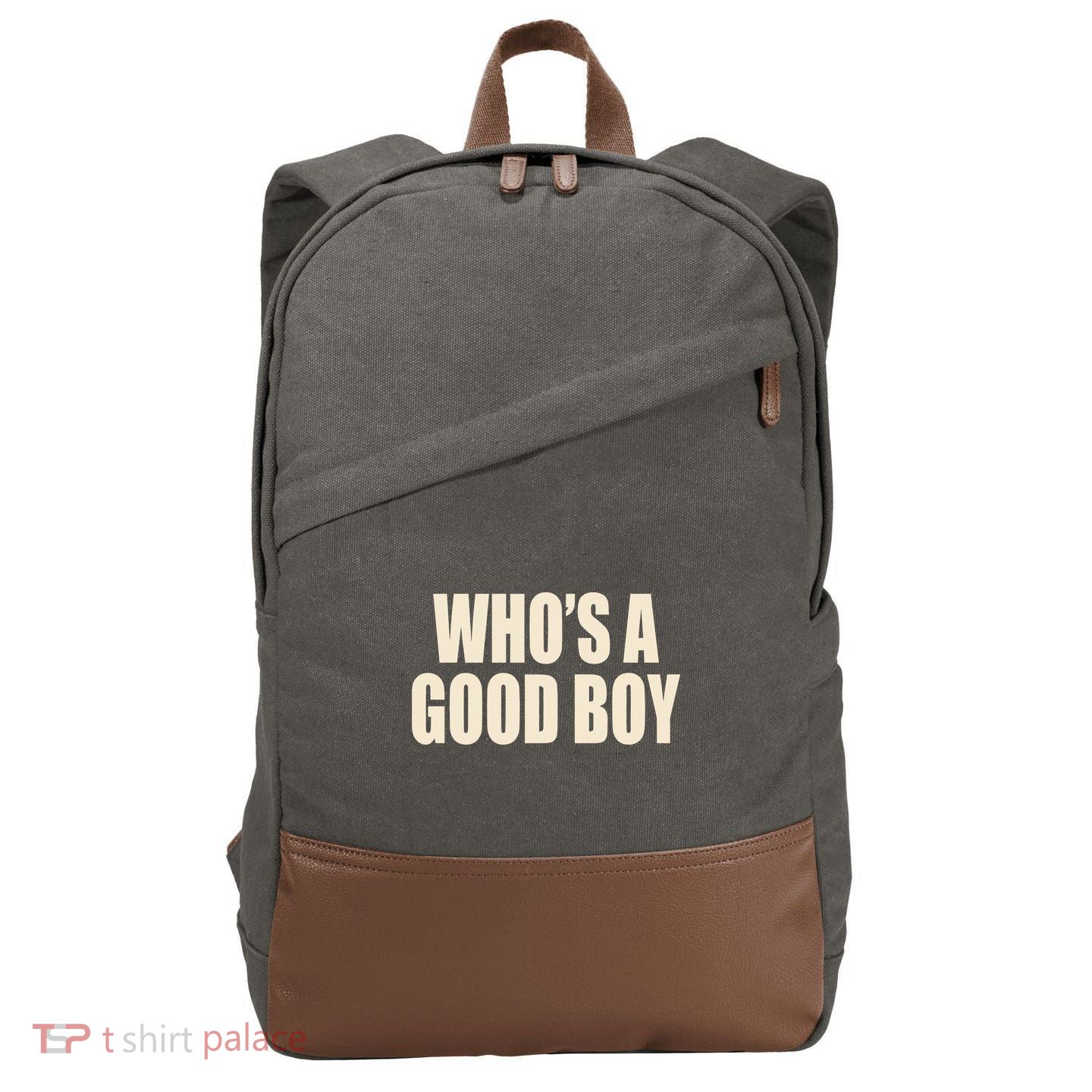 Moximimi WhoS A Good Boy Orange Cotton Canvas Backpack