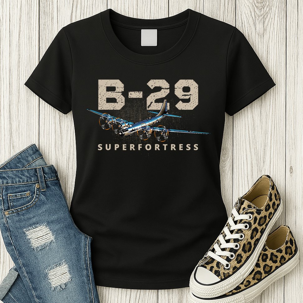 Military Warbird Airplane B29 Superfortress Womens T-Shirt