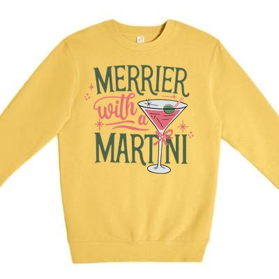 Merrier With A Martini Coquette Christmas Cocktail Martini Gift Premium Crewneck Sweatshirt