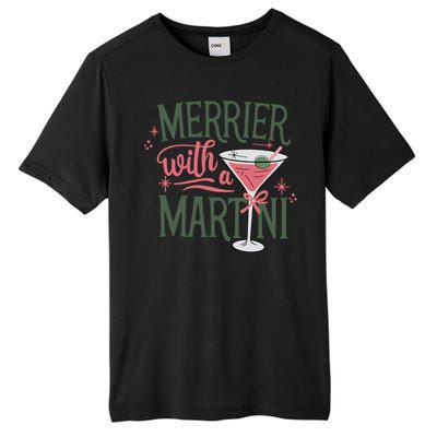 Merrier With A Martini Coquette Christmas Cocktail Martini Gift Tall Fusion ChromaSoft Performance T-Shirt