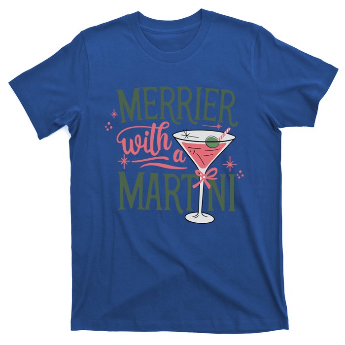 Merrier With A Martini Coquette Christmas Cocktail Martini Gift T-Shirt