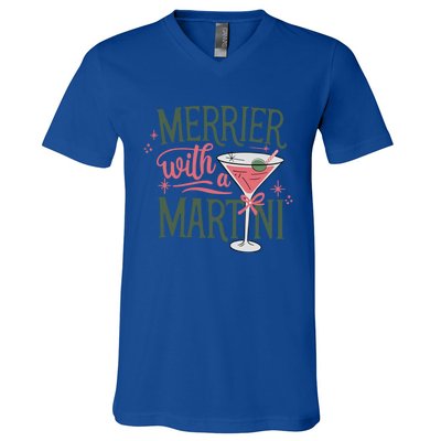 Merrier With A Martini Coquette Christmas Cocktail Martini Gift V-Neck T-Shirt