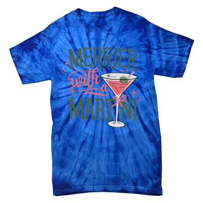 Merrier With A Martini Coquette Christmas Cocktail Martini Gift Tie-Dye T-Shirt