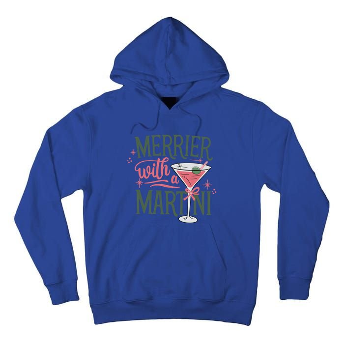 Merrier With A Martini Coquette Christmas Cocktail Martini Gift Tall Hoodie