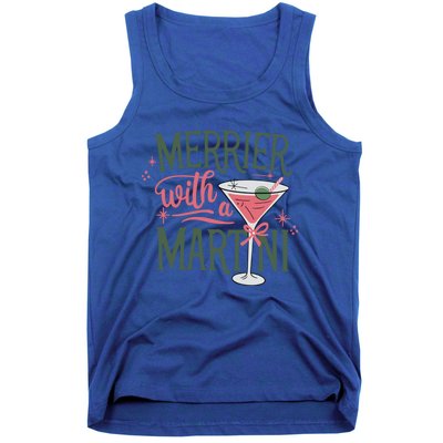 Merrier With A Martini Coquette Christmas Cocktail Martini Gift Tank Top