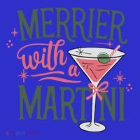 Merrier With A Martini Coquette Christmas Cocktail Martini Gift Kids T-Shirt