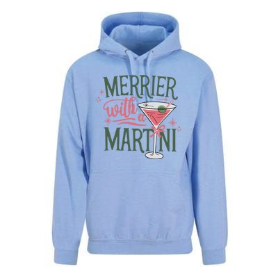 Merrier With A Martini Coquette Christmas Cocktail Martini Gift Unisex Surf Hoodie