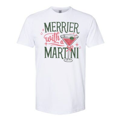 Merrier With A Martini Coquette Christmas Cocktail Martini Gift Softstyle CVC T-Shirt