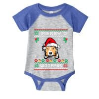 Merry Woofmas Australian Shepherd Dog Ugly Christmas Sweater Gift Infant Baby Jersey Bodysuit