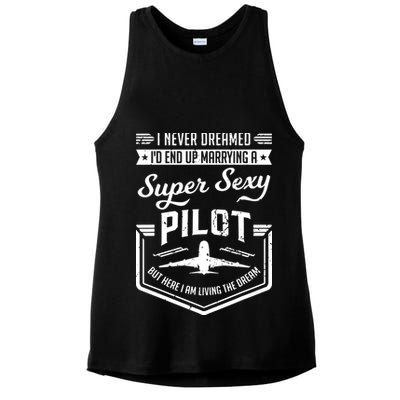 Married With A Super Sexy Pilot Aviator Wife Couple Funny Ladies PosiCharge Tri-Blend Wicking Tank