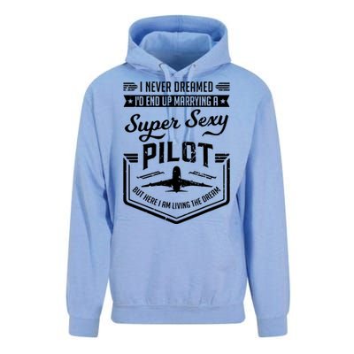 Married With A Super Sexy Pilot Aviator Wife Couple Funny Unisex Surf Hoodie