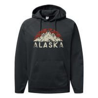 Mountain Wildlife Animal Alaskan Moose Retro Alaska Performance Fleece Hoodie