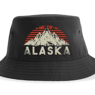 Mountain Wildlife Animal Alaskan Moose Retro Alaska Sustainable Bucket Hat