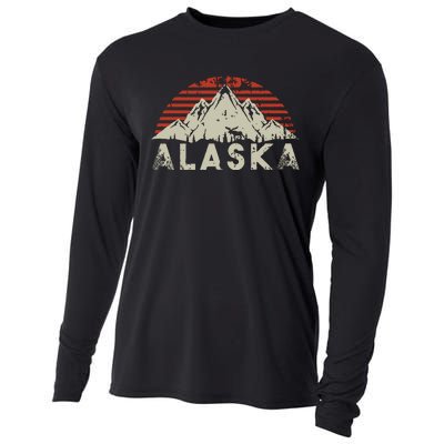 Mountain Wildlife Animal Alaskan Moose Retro Alaska Cooling Performance Long Sleeve Crew