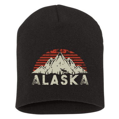 Mountain Wildlife Animal Alaskan Moose Retro Alaska Short Acrylic Beanie