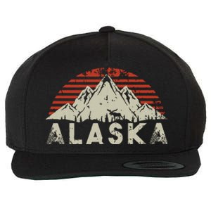 Mountain Wildlife Animal Alaskan Moose Retro Alaska Wool Snapback Cap