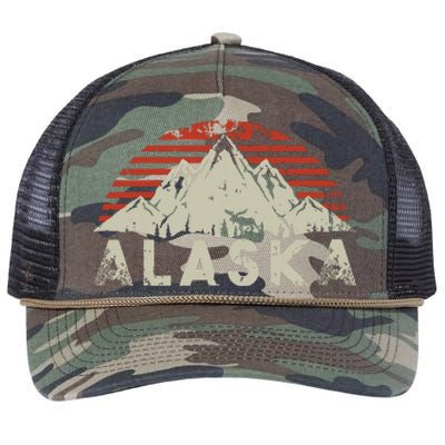 Mountain Wildlife Animal Alaskan Moose Retro Alaska Retro Rope Trucker Hat Cap