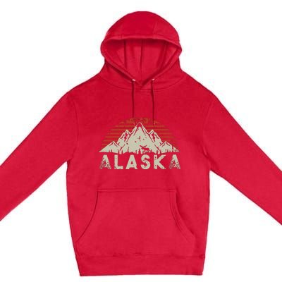 Mountain Wildlife Animal Alaskan Moose Retro Alaska Premium Pullover Hoodie