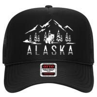 Mountain Wildlife Animal Alaskan Bear Nature Alaska High Crown Mesh Back Trucker Hat