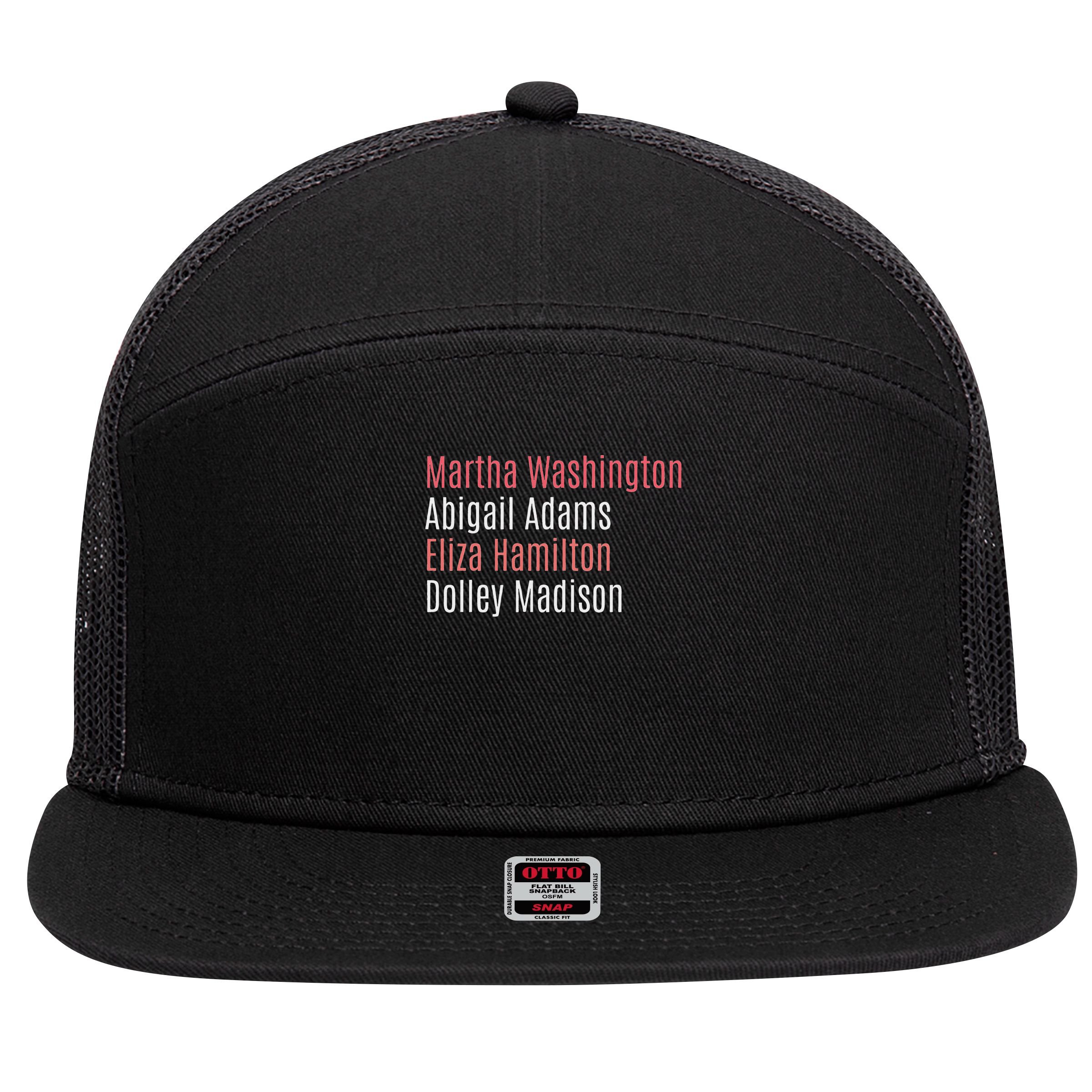 Martha Washington Abigail Adams Eliza Hamilton 7 Panel Mesh Trucker Snapback Hat