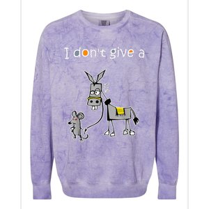 Mouse Walking a Donkey I Don't Give Rats Ass Colorblast Crewneck Sweatshirt