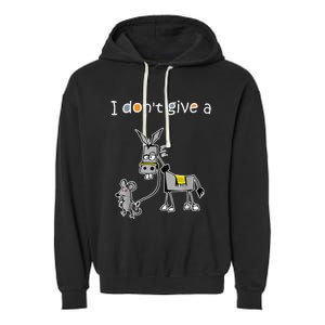 Mouse Walking a Donkey I Don't Give Rats Ass Garment-Dyed Fleece Hoodie