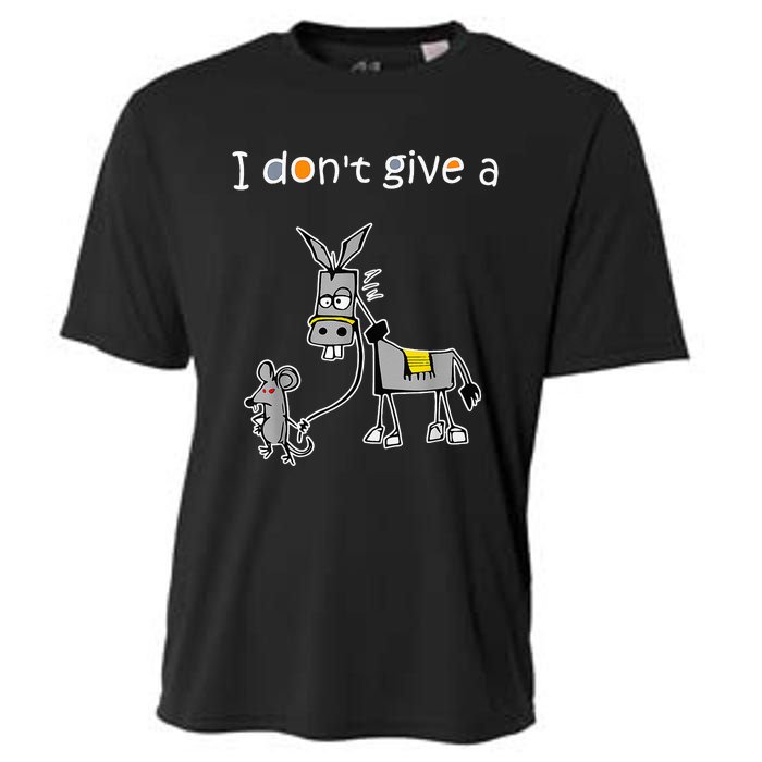 Mouse Walking a Donkey I Don't Give Rats Ass Cooling Performance Crew T-Shirt