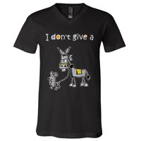 Mouse Walking a Donkey I Don't Give Rats Ass V-Neck T-Shirt