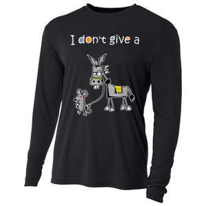 Mouse Walking a Donkey I Don't Give Rats Ass Cooling Performance Long Sleeve Crew