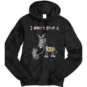 Mouse Walking a Donkey I Don't Give Rats Ass Tie Dye Hoodie