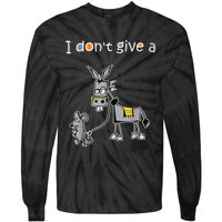 Mouse Walking a Donkey I Don't Give Rats Ass Tie-Dye Long Sleeve Shirt