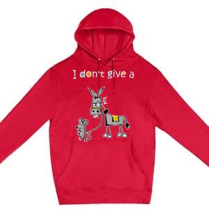 Mouse Walking a Donkey I Don't Give Rats Ass Premium Pullover Hoodie