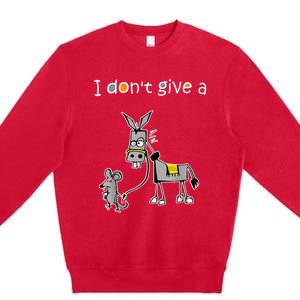 Mouse Walking a Donkey I Don't Give Rats Ass Premium Crewneck Sweatshirt