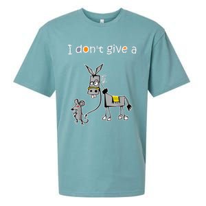 Mouse Walking a Donkey I Don't Give Rats Ass Sueded Cloud Jersey T-Shirt