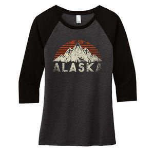 Mountain Wildlife Animal Alaskan Moose Retro Alaska Women's Tri-Blend 3/4-Sleeve Raglan Shirt