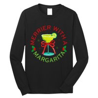 Merrier With A Margarita Christmas Drinking Margarita Lover Long Sleeve Shirt