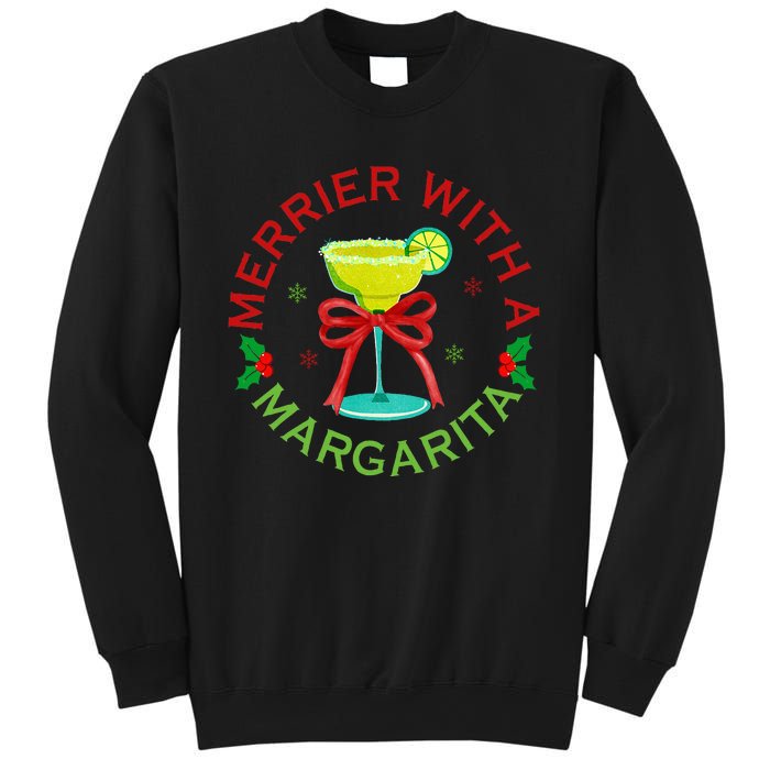 Merrier With A Margarita Christmas Drinking Margarita Lover Sweatshirt