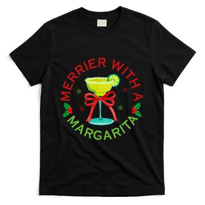 Merrier With A Margarita Christmas Drinking Margarita Lover T-Shirt